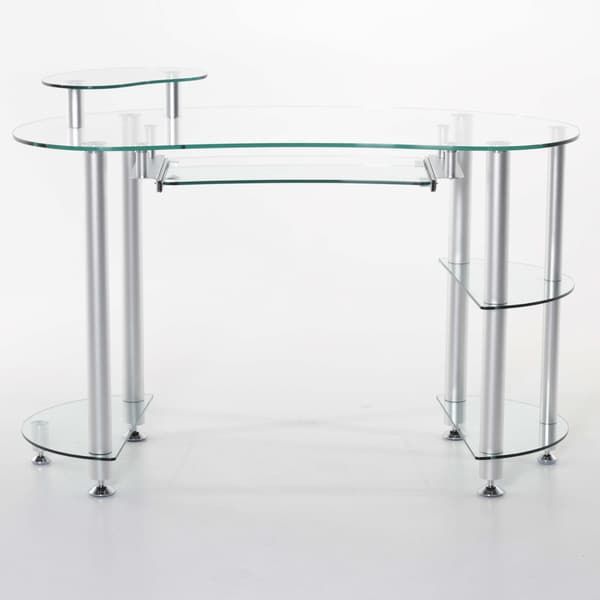 Glass 'miranda' Computer Desk – Free Shipping Today – Overstock Throughout Aluminum And Frosted Glass Desks (View 14 of 15)