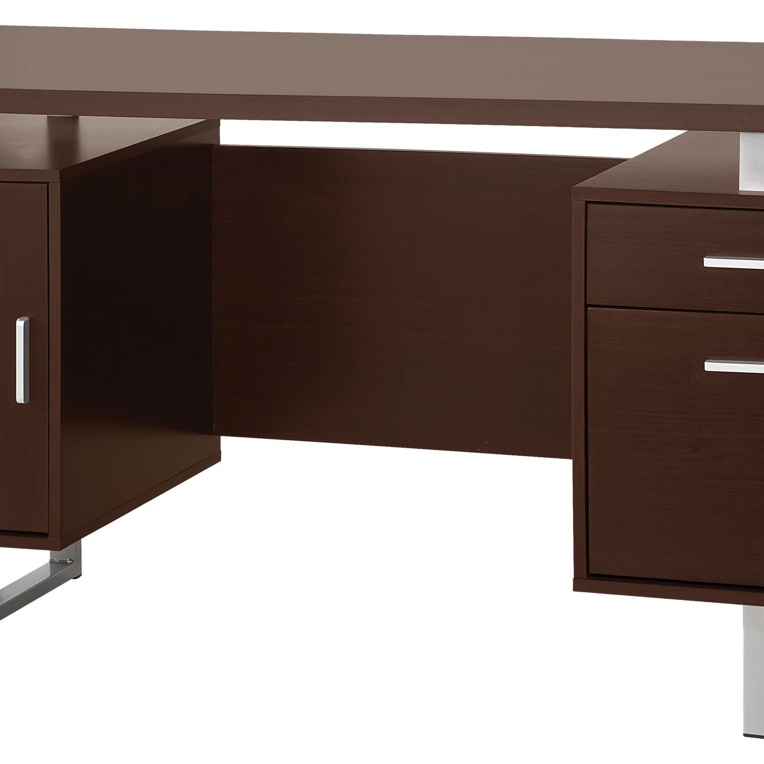 Glavan Contemporary Double Pedestal Office Desk With Metal Sled Legs Inside Modern Black Steel Desks (View 12 of 15)