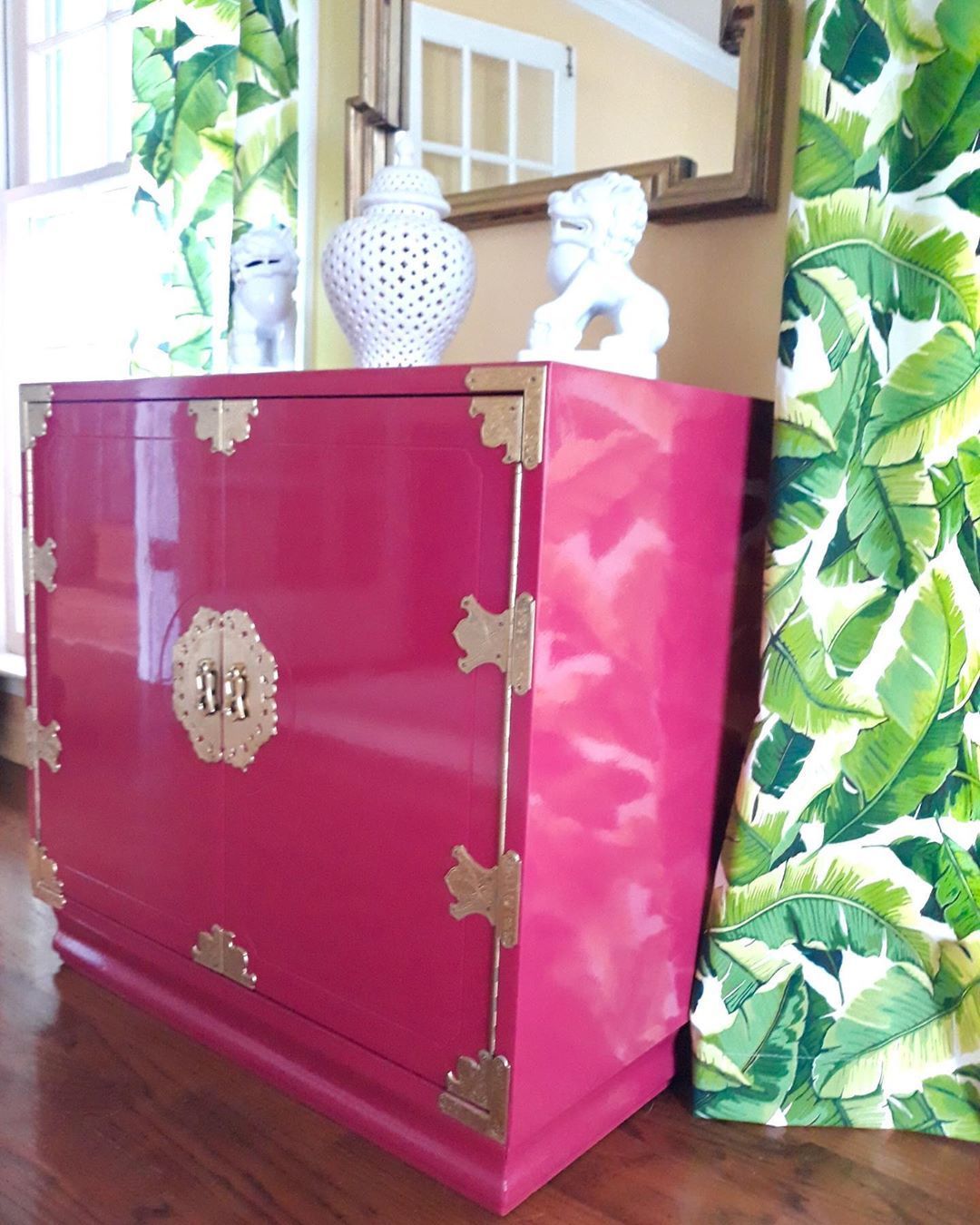 Glossy Lacquered Hot Pink Henredon Chest | Colorful Furniture Within Pink Lacquer 2 Drawer Desks (View 9 of 15)