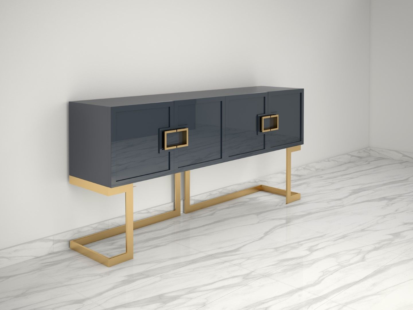 Gray Design Sideboard Buffet With Polished Brass Legs – Original For Armino Sideboards (Photo 14 of 22)