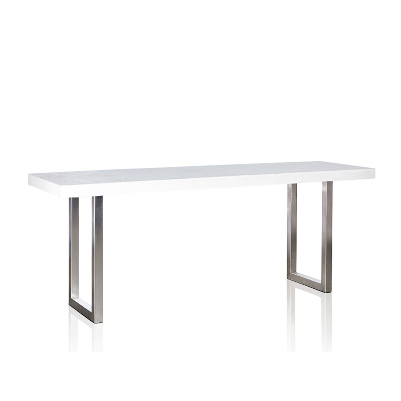 Grc Console Table In White Gloss – With Stainless Steel Base – Trilogy In White Lacquer Stainless Steel Modern Desks (View 4 of 15)