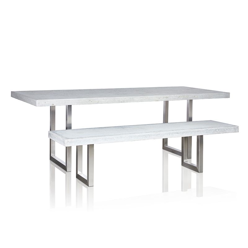 Grc Dining Table In Grey Matte  With Stainless Steel Base – Trilogy With Stainless Steel And Gray Desks (Photo 6 of 15)