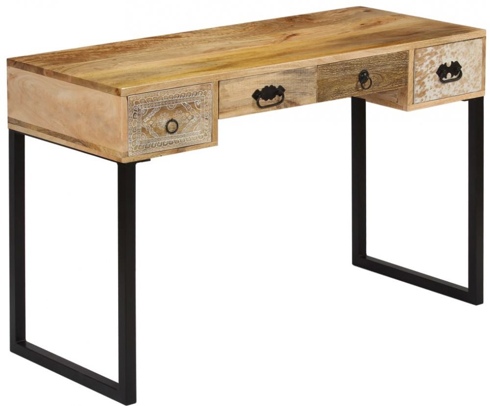 H4home Industrial Style Writing Desk Mango Wood | H4home Furnitures Pertaining To Mango Wood Writing Desks (View 8 of 15)
