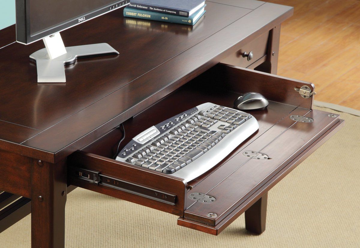 Hainsworth Writing Desk – Ergoback Regarding Wood And Metal Keyboard Tray Computer Desks (View 2 of 15)