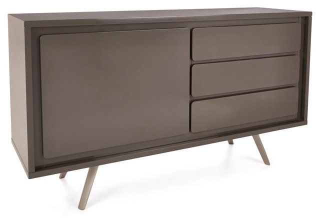 Hal Modern Lacquer Buffet, Gray | Lacquered Sideboard, Dining Room Regarding Gray Lacquer And Gold Luxe Desks (Photo 5 of 15)