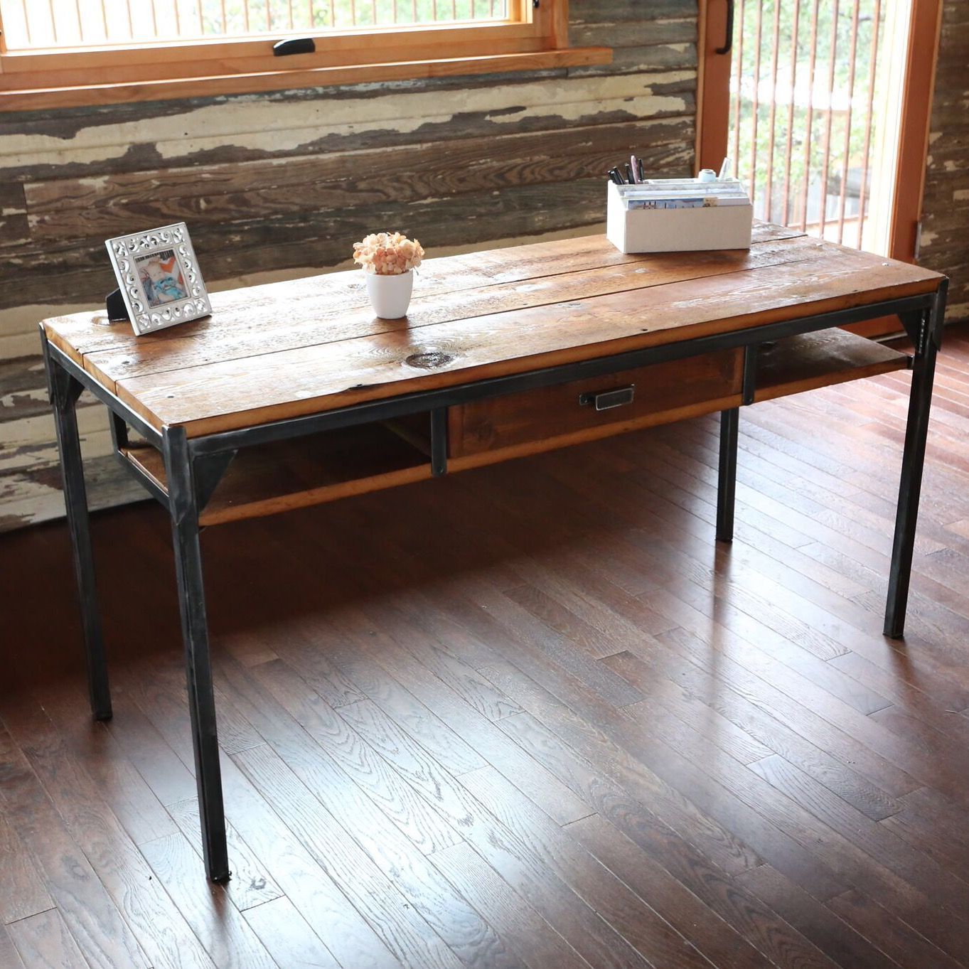 Hand Crafted Reclaimed Wood And Steel Desk512 Metalworks With Reclaimed Barnwood Wood Writing Desks (View 2 of 15)