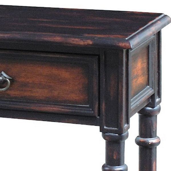 Hand Painted Distressed Black/ Brown Finish Accent Console Table In Inside Distressed Brown Wood 2 Tier Desks (View 9 of 15)