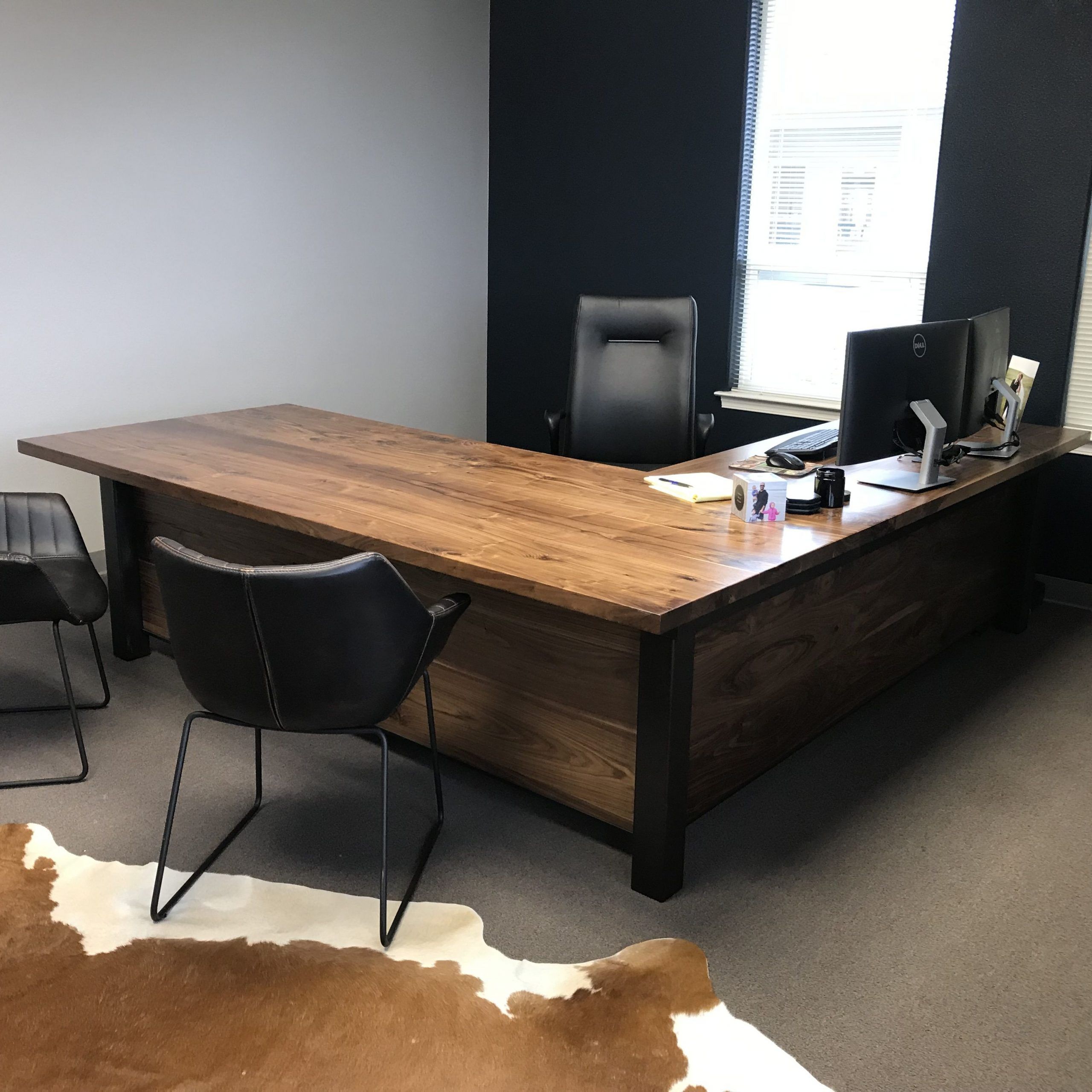 Handmade Executive Desk In Walnut And Steelfurniturecarlisle With Regard To Glass White Wood And Walnut Metal Office Desks (View 12 of 15)