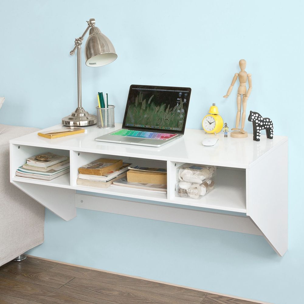 Haotian Wall Mounted Tabledesk,home Office Desk Workstation,fwt14 W Within Matte White Wall Mount Desks (View 2 of 15)
