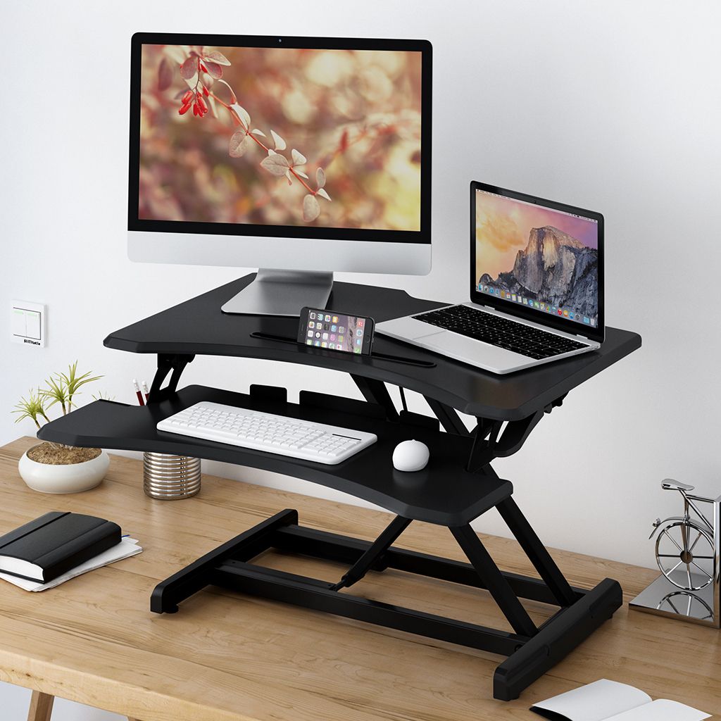 Height Adjustable Standing Desk, Office Sit Stand Desk Converter, 30 With Regard To Espresso Adjustable Stand Up Desks (View 14 of 15)