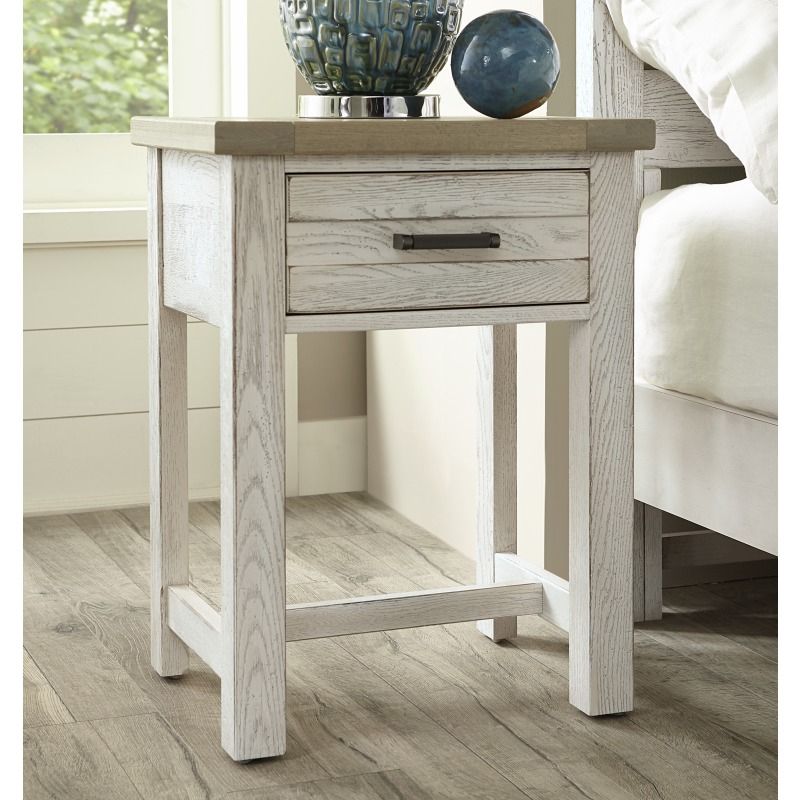 Highlands 1 Drawer Nightstand – Aged Whitevaughan Bassett – 134 226 With Snow White 1 Drawer Desks (View 9 of 15)