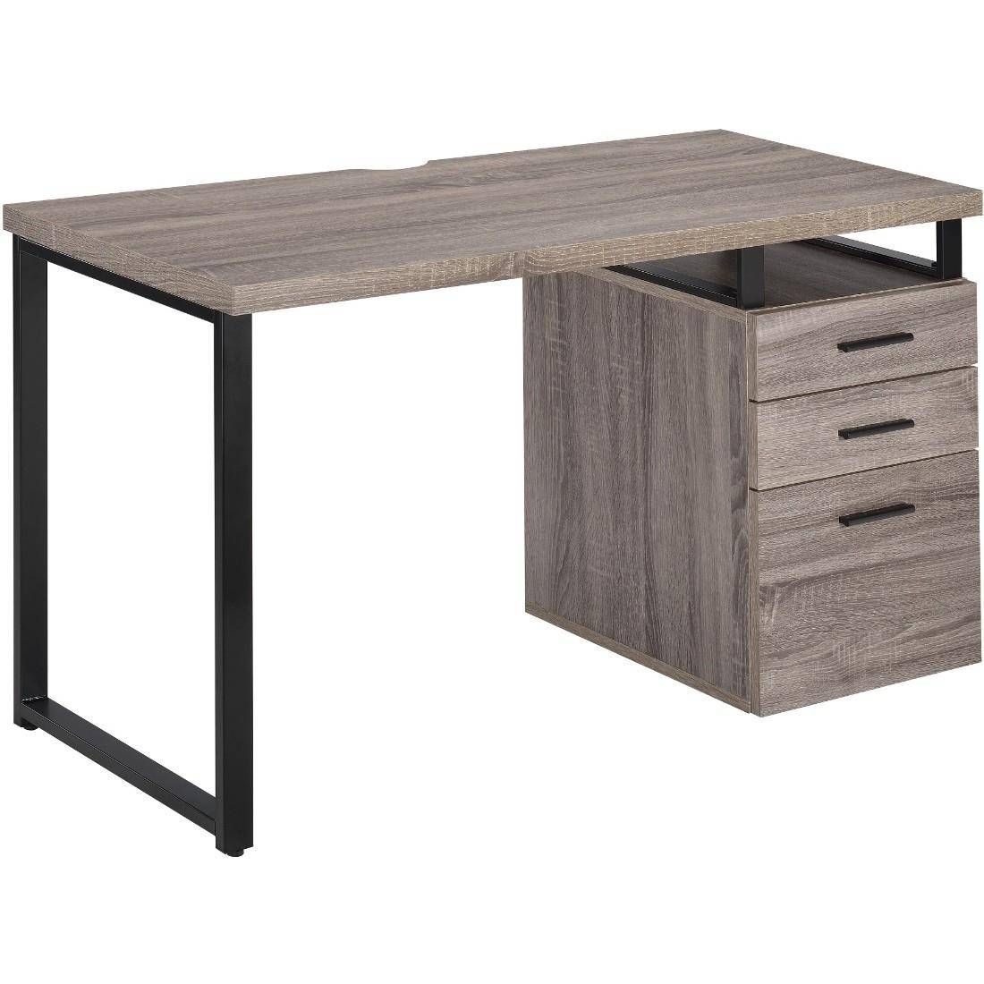 Home Office Writing Desk Gray Oak & Black Coy 92390 Acme Contemporary With Black And Gray Oval Writing Desks (View 12 of 15)