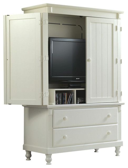 Homelegance Pottery 44 Inch Tv Armoire In White – Traditional Intended For Black Wash And Light Cane 3 Drawer Desks (View 3 of 15)
