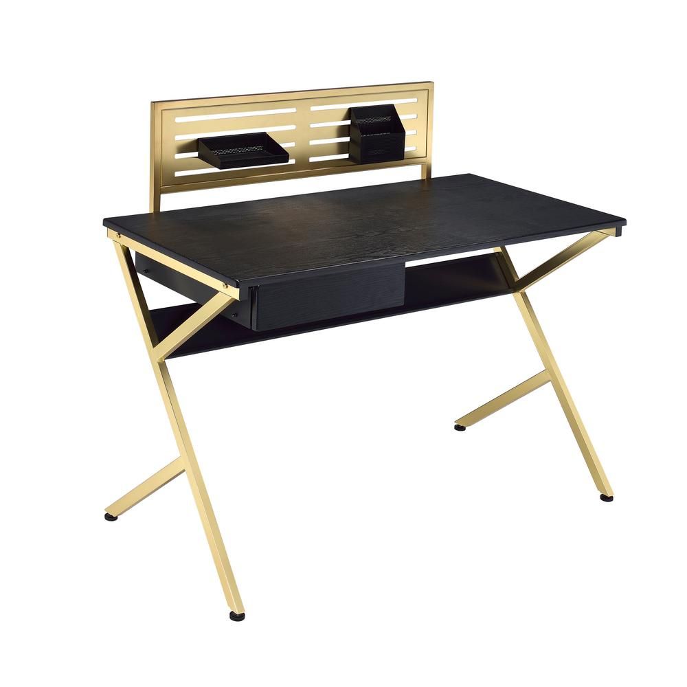 Homesullivan Marlowe Flip Compartment White Writing Desk With Built In Pertaining To Black And Gold Writing Desks (View 15 of 15)
