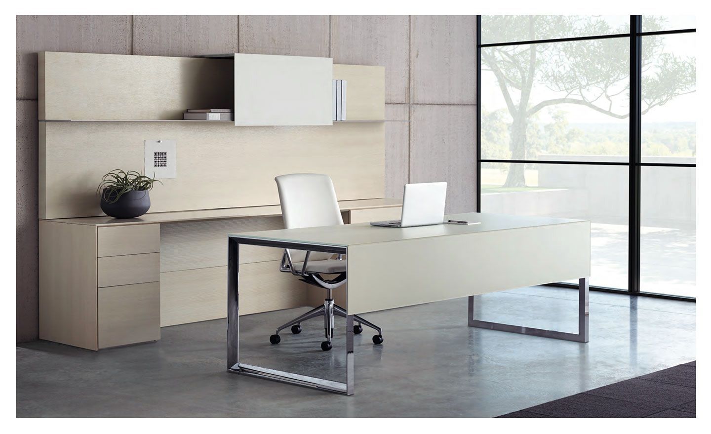 Immaculate White Glass Desk With Chrome Open Panel And Matching Storage With White Finish Glass Top Desks (View 4 of 15)