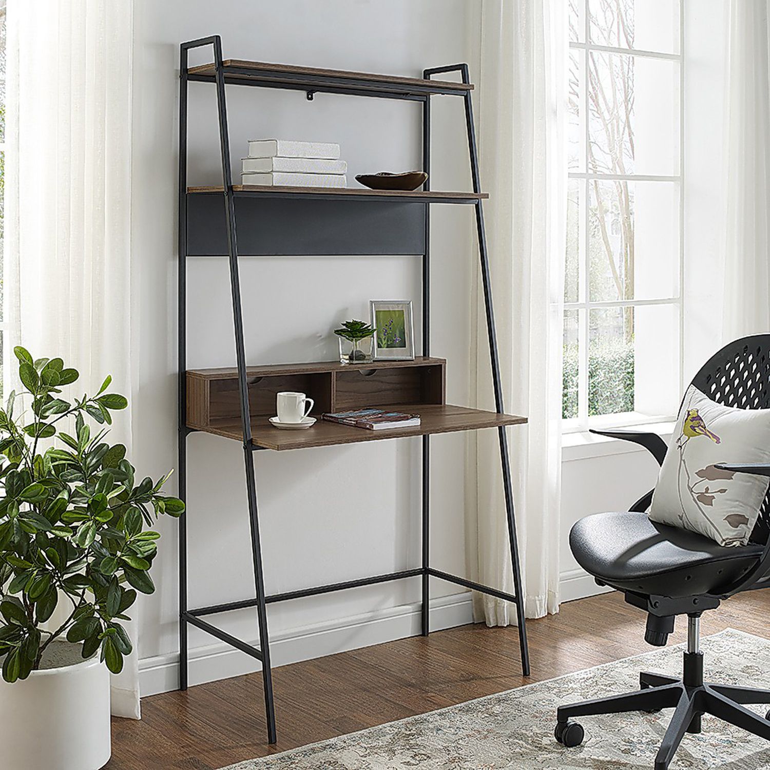 Industrial Modern Metal & Wood Ladder Desk – Pier1 Imports For White Ladder Desks (View 2 of 15)
