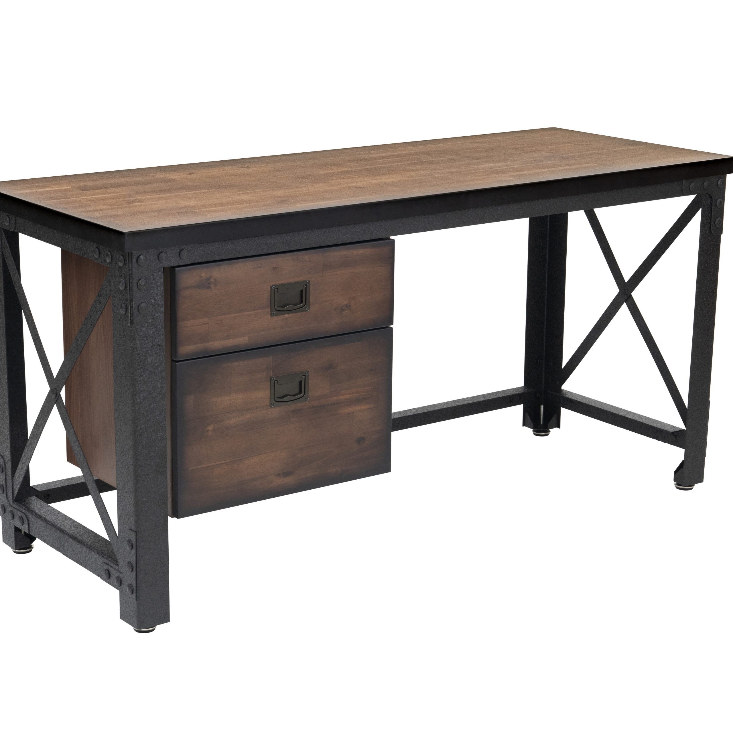 Jackson 62″ Industrial Metal & Wood Desk With Drawers – Duramax Regarding Black Wood And Metal Office Desks (View 7 of 15)