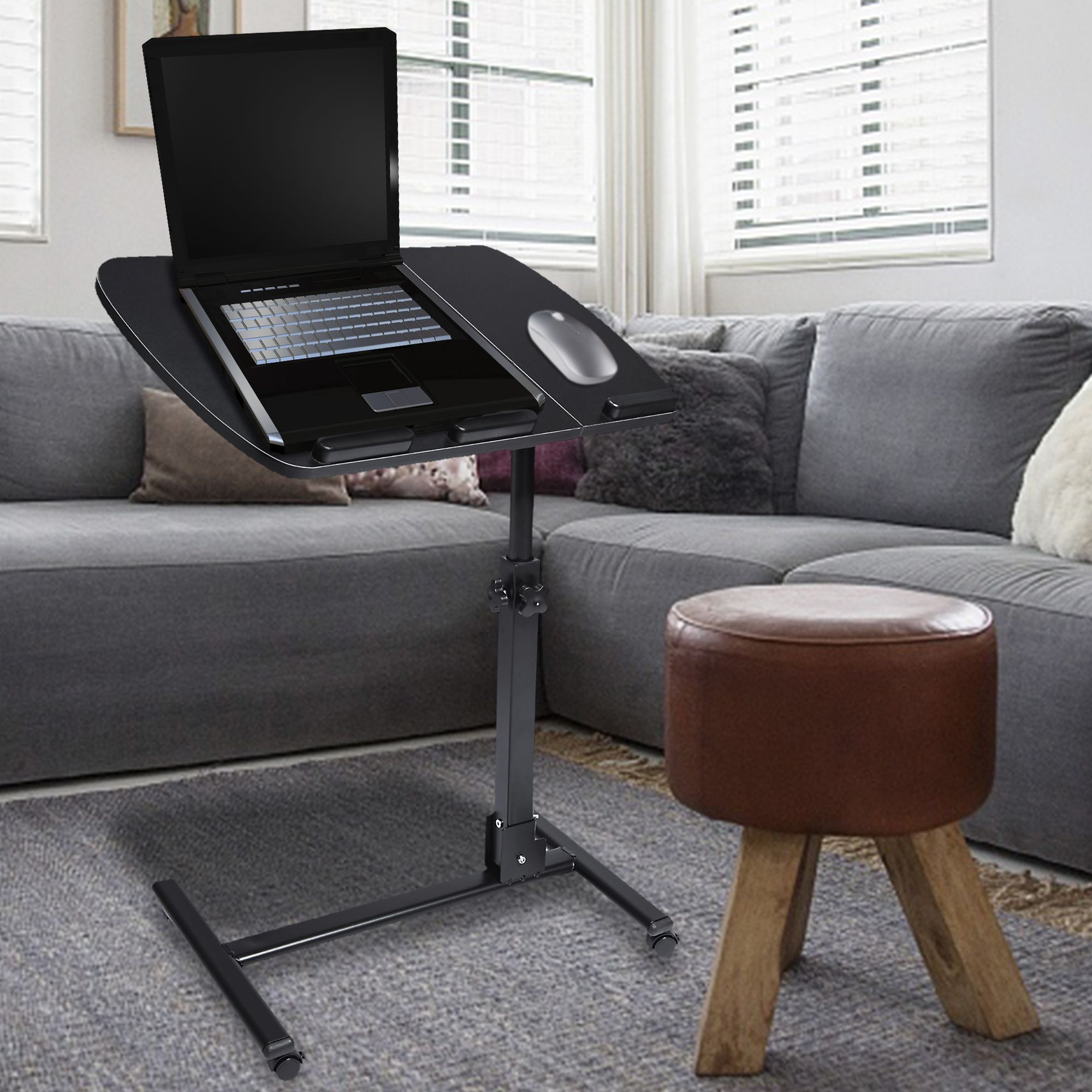 Jansion Laptop Table House Work 360 Degrees High Adjustable Mobile Pertaining To Black Adjustable Laptop Desks (View 12 of 15)