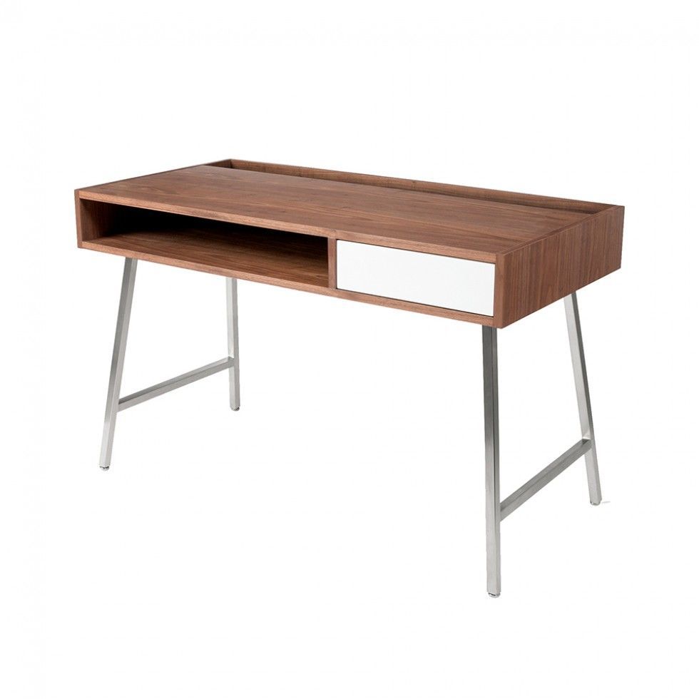 Junction Desk – Walnut White | Furniture, Walnut Desks, Small Walnut Desk In White And Walnut 6 Shelf Computer Desks (View 10 of 15)