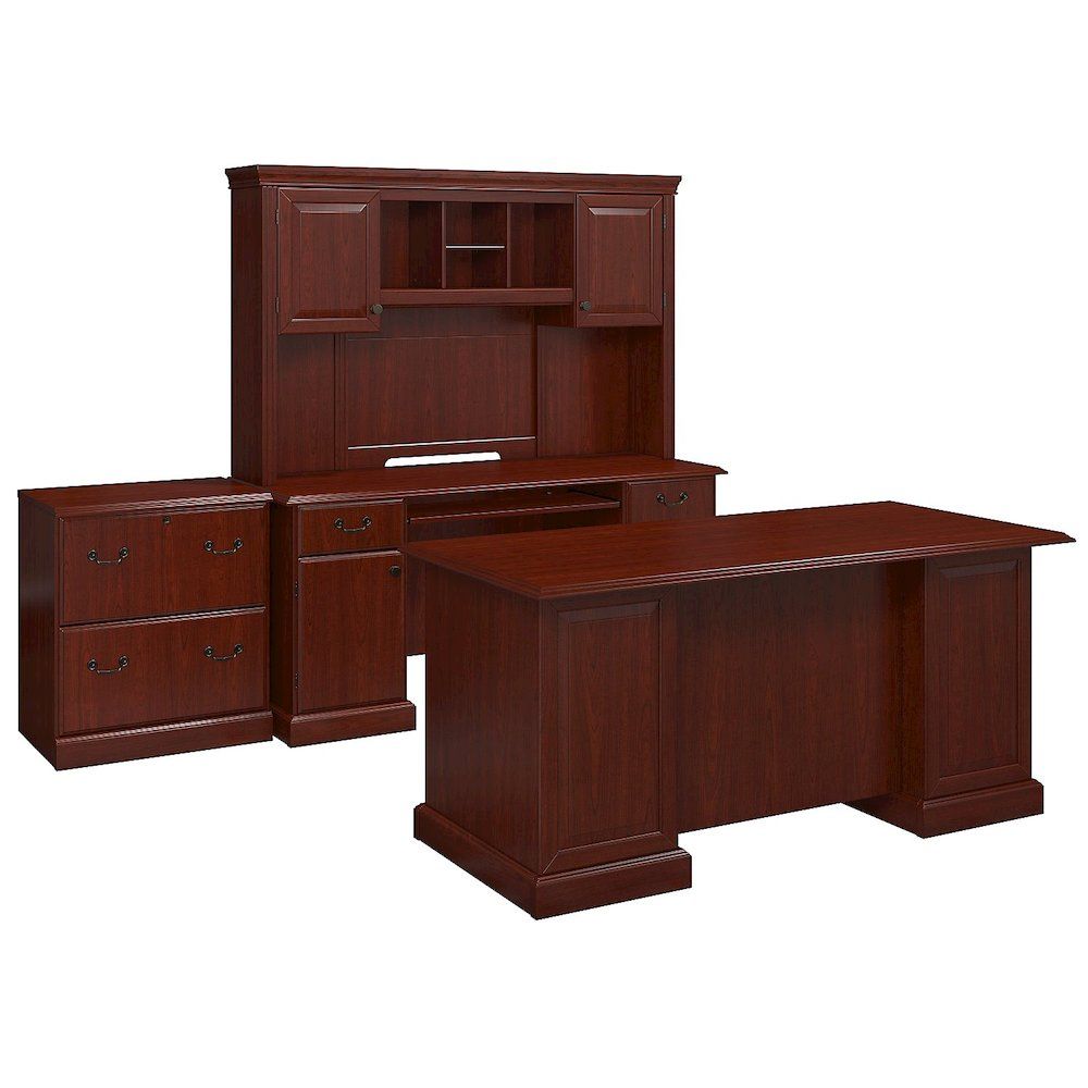 Kathy Ireland® Homebush Furniture Bennington Manager's Desk Throughout Office Desks With Filing Credenza (View 11 of 15)