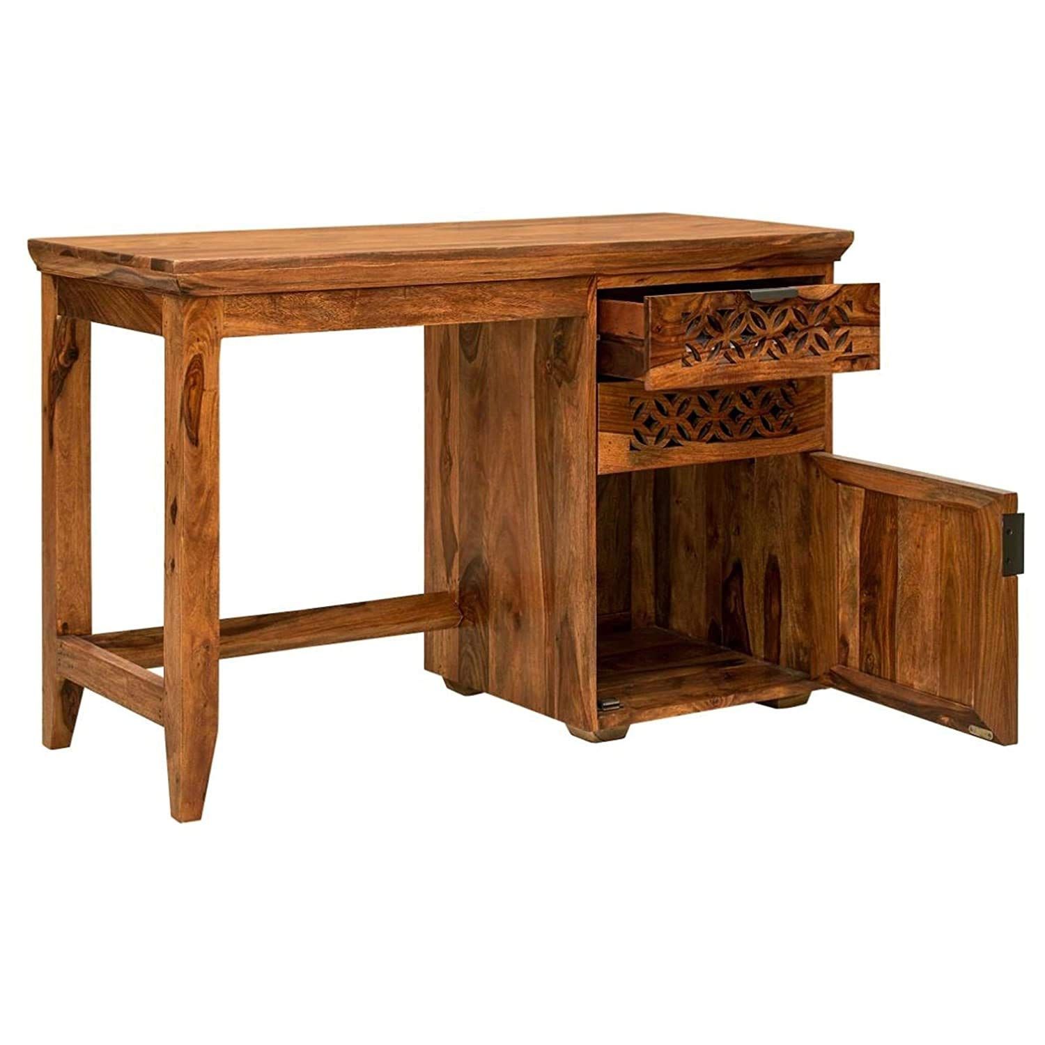 Km Decor Sheesham Wood Writing Study Table For Home And Office 3 Drawer For Sheesham Wood Writing Desks (View 3 of 15)