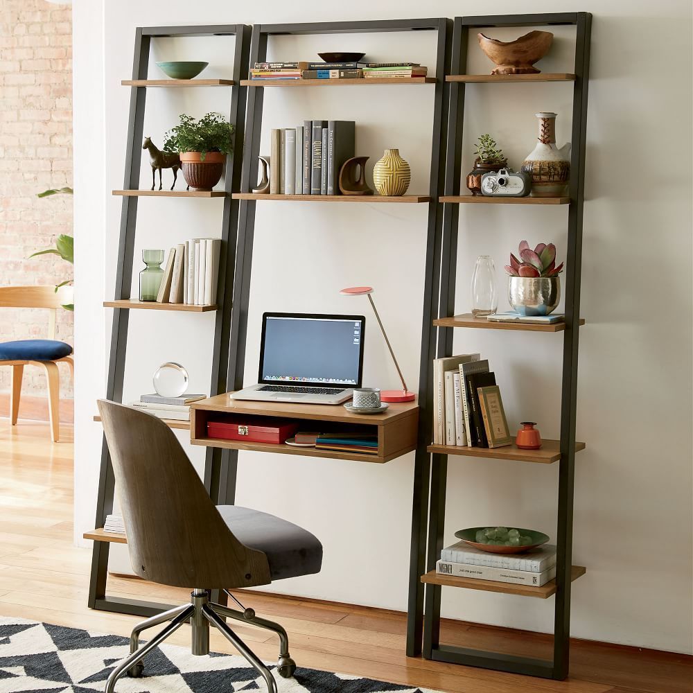 Ladder Shelf Desk | Ladder Shelf Desk, Desk Shelves, Home Office Throughout 2 Shelf Black Ladder Desks (View 12 of 15)