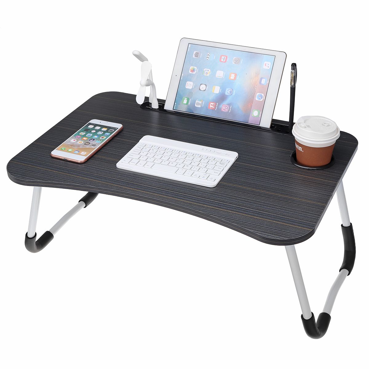 Lap Desk – Portable Laptop Desk With Cup Holder And Usb Port, Bed Lap Throughout White Adjustable Laptop Desks (View 7 of 15)