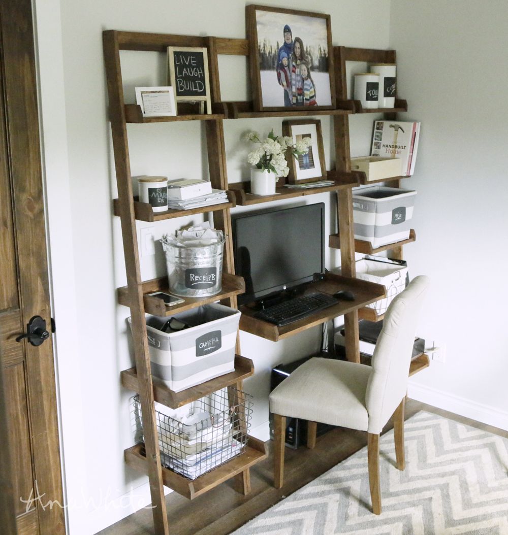 Leaning Wall Ladder Desk | Ana White With White Ladder Desks (View 7 of 15)