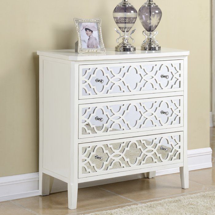 Lelia Mirrored 3 Drawer Chest | Furniture, Shabby Chic Furniture Pertaining To 3 Drawer Mirrored Small Desks (View 1 of 15)