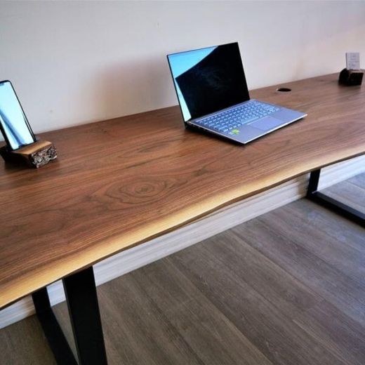 Live Edge Desk ️ Black Walnut Office Tables | 1benmu Toronto In Walnut Wood And Black Metal Office Desks (View 4 of 15)