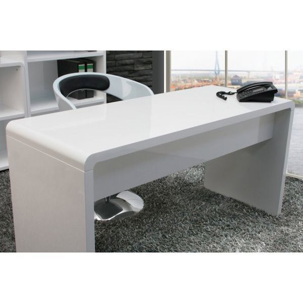 Lumiere Curved Home Office Desk In High Gloss White | White Home Office With Gloss White Corner Desks (View 15 of 15)