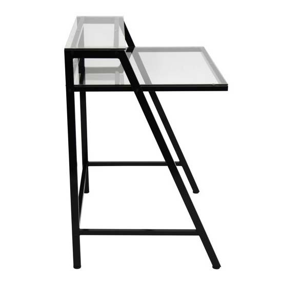 Lumisource 2 Tier Clear Glass Computer Desk Black Ofd Tm 2tier Cl Throughout Large Frosted Glass Aluminum Desks (View 14 of 15)
