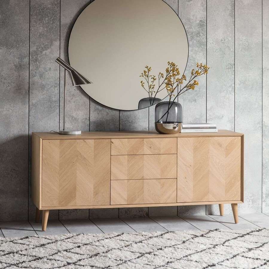 Malmo Chevron Solid Oak Sideboard | Acc For The Home Pertaining To Home Sideboards (View 8 of 22)