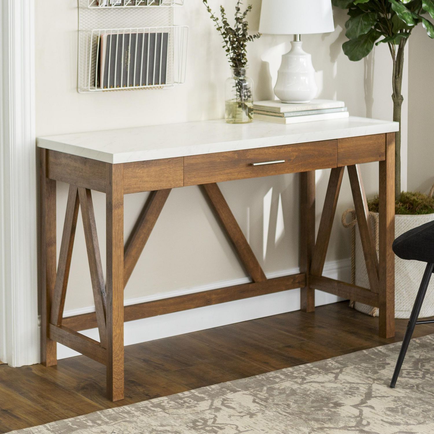 Manor Park Rustic Farmhouse Wood Computer Desk – Multiple Finishes With Regard To White Oak Wood Writing Desks (View 8 of 15)