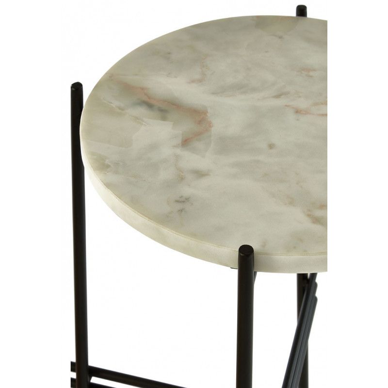 Marble Side Table With Black Metal Frame Within Marble And Black Metal Writing Tables (View 9 of 15)