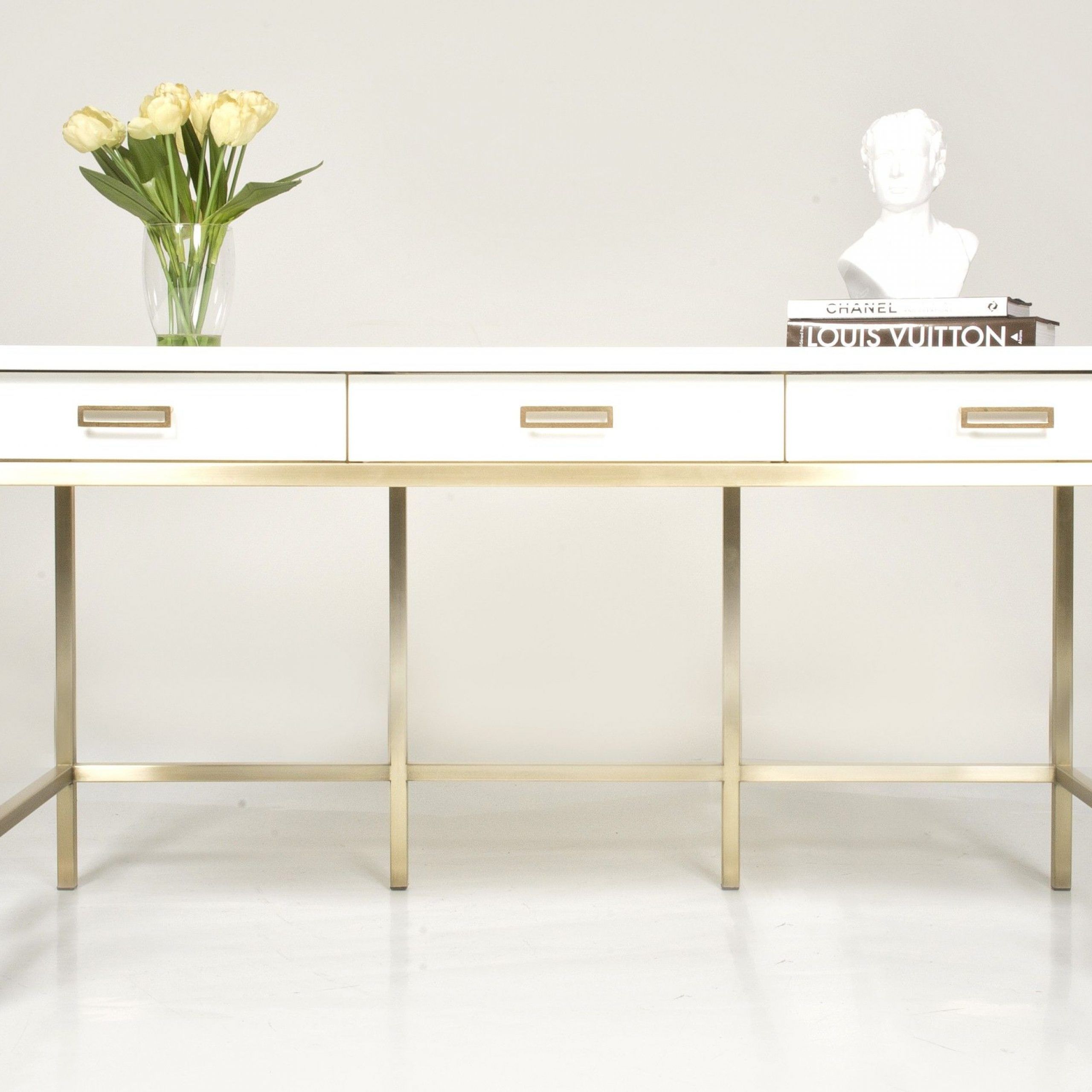 Margaux Lacquered Writing Desk | Small Office Furniture, Writing Desk Throughout White Modern Nested Office Desks (Photo 12 of 15)