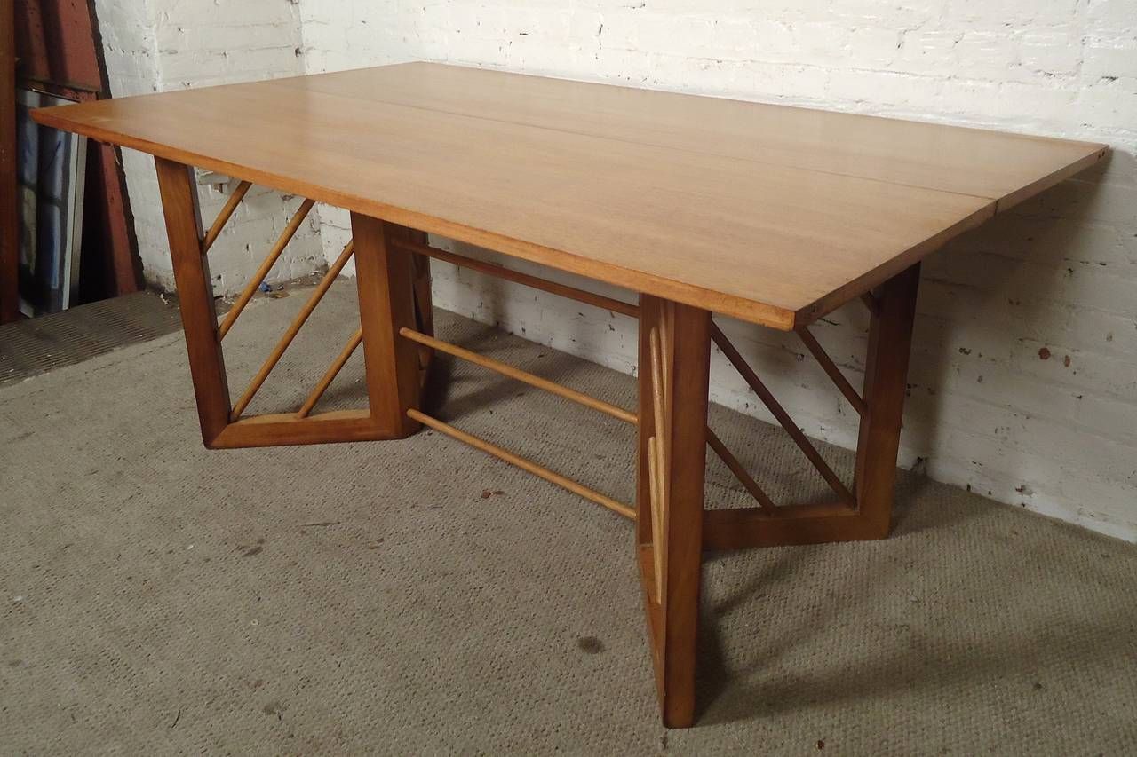Mid Century Modern Folding Console Or Dining Table Image 9 | Dining For Antique Foldout Console Tables (View 10 of 15)