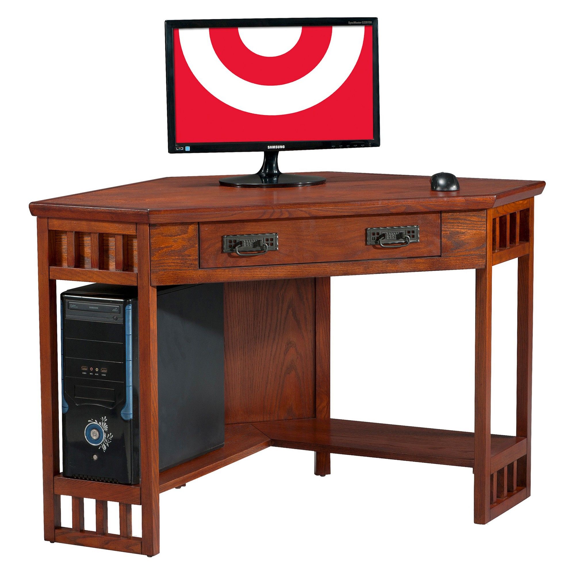 Mission Corner Desk Oak – Leick Home | Corner Writing Desk, Woodworking For Oak Corner Computer Writing Desks (View 2 of 15)