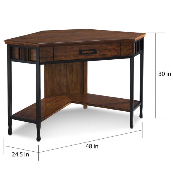 Mission Oak Wood Corner Writing/computer Desk – Overstock – 11875392 With Oak Corner Computer Writing Desks (View 10 of 15)