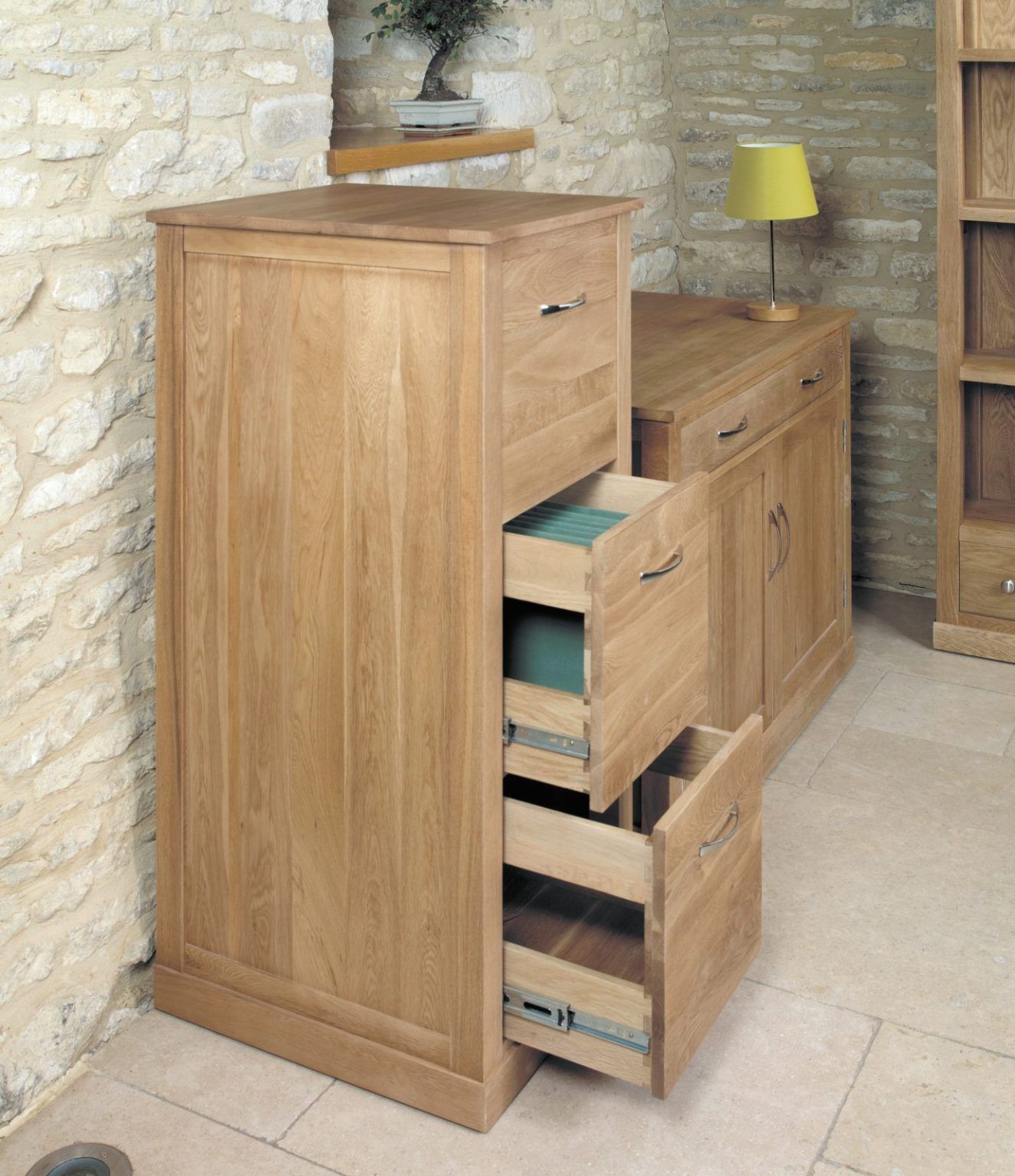 Mobel Oak 3 Drawer Filing Cabinet – Mango Wood Furniture With Regard To Burnished Oak 3 Drawer Desks (View 3 of 15)