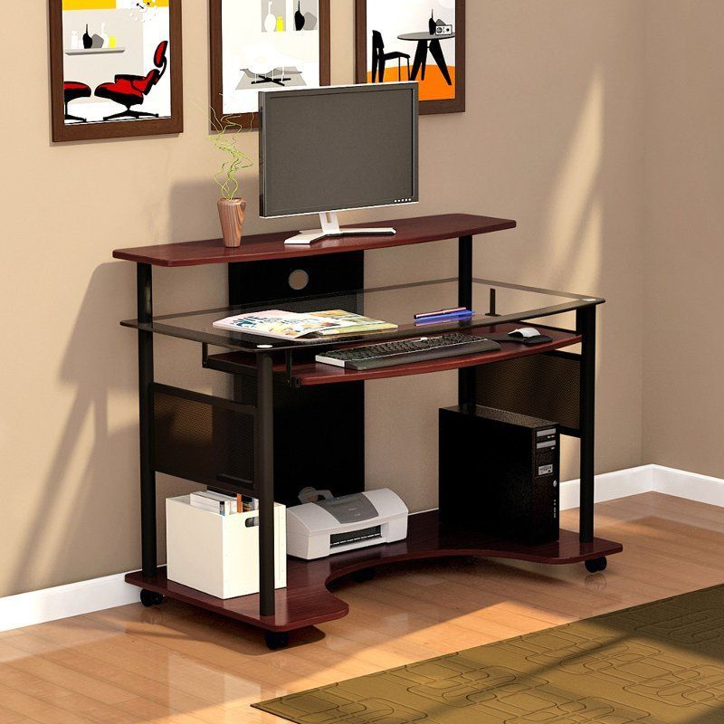 Mobile Glass Computer Desk – Cyrus | Home Office Computer Desk For Glass And Chrome Modern Computer Office Desks (View 5 of 15)