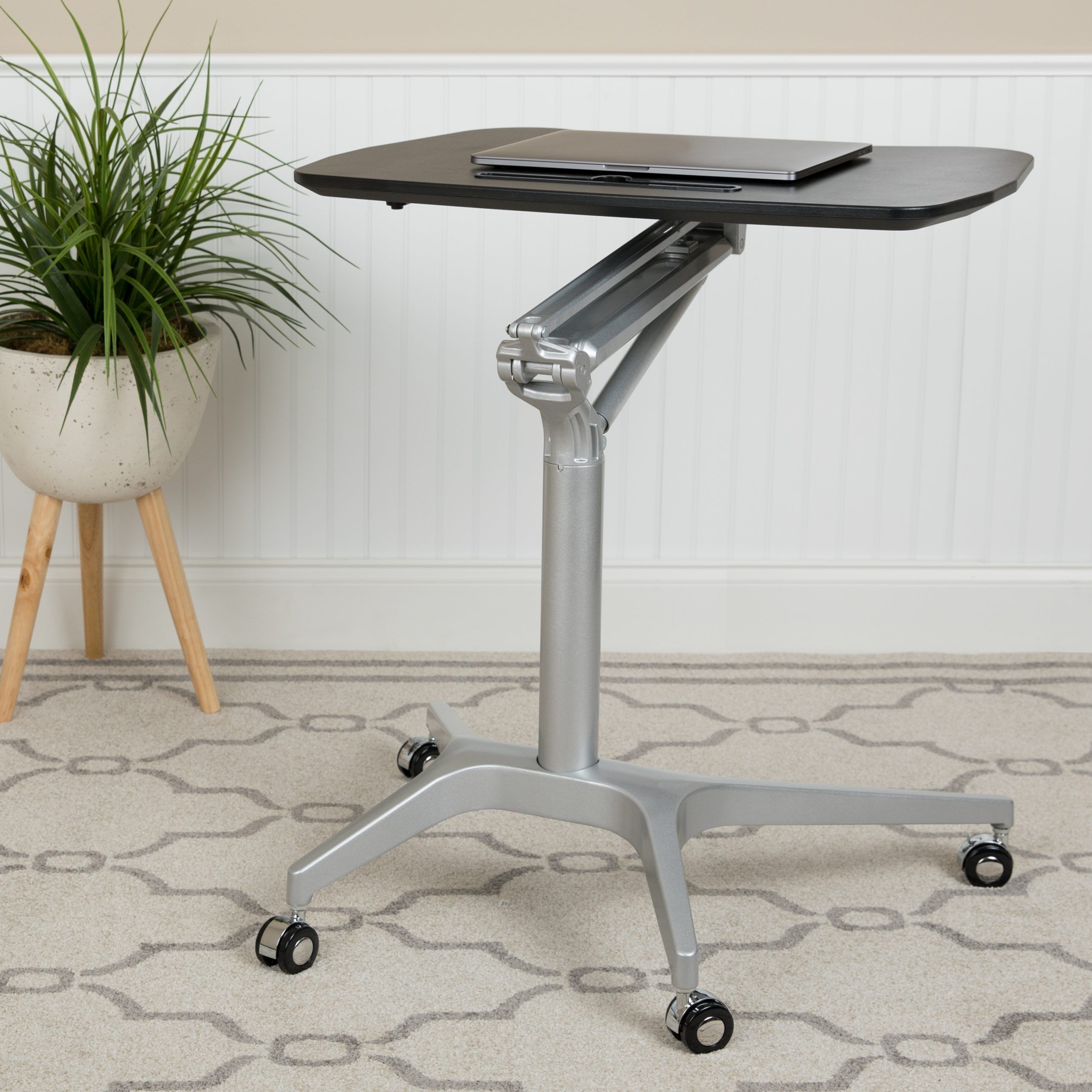 Mobile Sit Down, Stand Up Ergonomic Computer Desk – Standing Desk | Ebay With Sit Stand Mobile Desks (View 3 of 15)