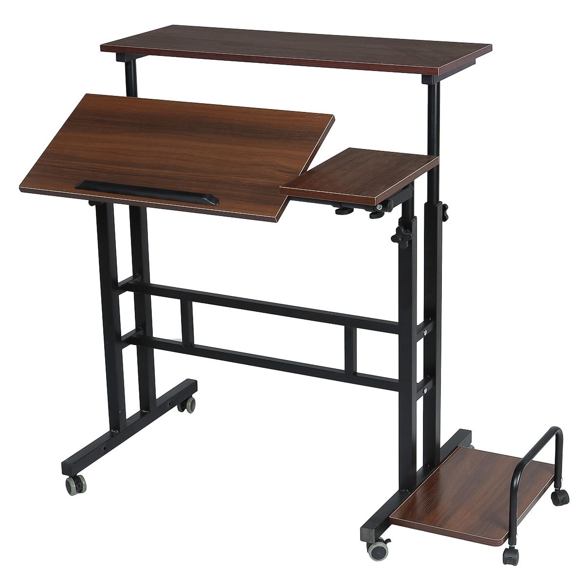 Mobile Stand Up Desk, Adjustable Laptop Desk With Wheels Host Storage Intended For Sit Stand Mobile Desks (View 8 of 15)
