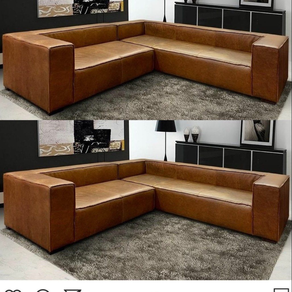 Modern Brown L Shape Leather Corner Sofa, For Home, Living Room, Rs Within Brown And Yellow Sectional Corner Desks (View 14 of 15)