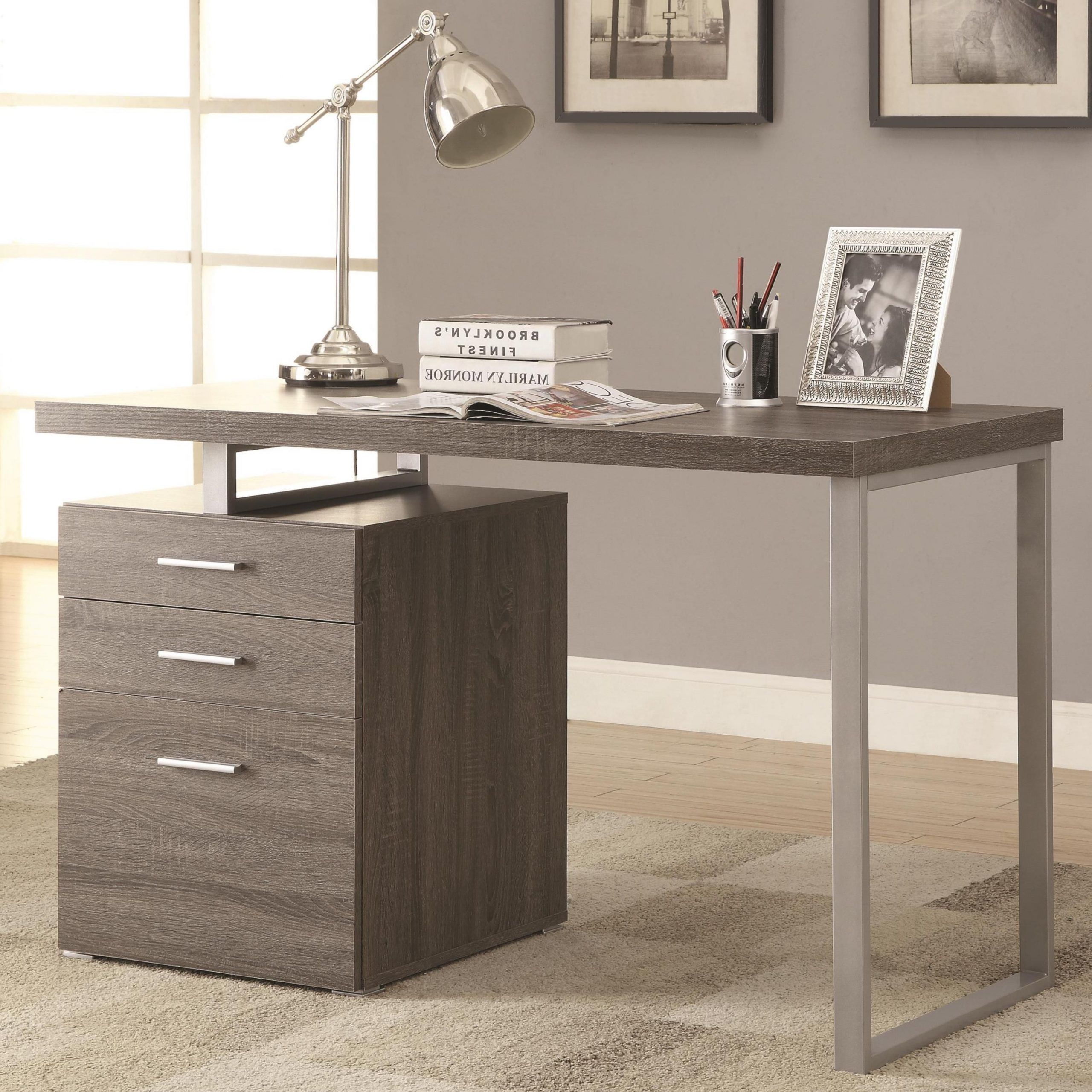 Modern Design Home Office Weathered Grey Writing/ Computer Desk With With Regard To Smoke Gray Computer Writing Desks (View 3 of 15)