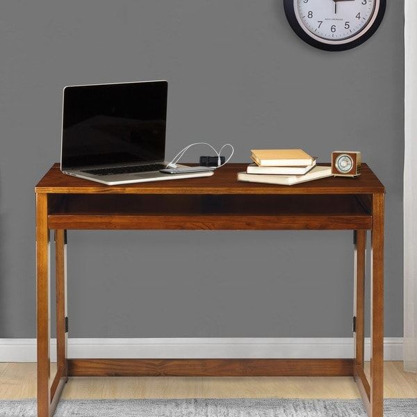 Modern Folding Desk With 4 Usb Ports – 16293092 – Overstock Within Writing Desks With Usb Port (View 9 of 15)
