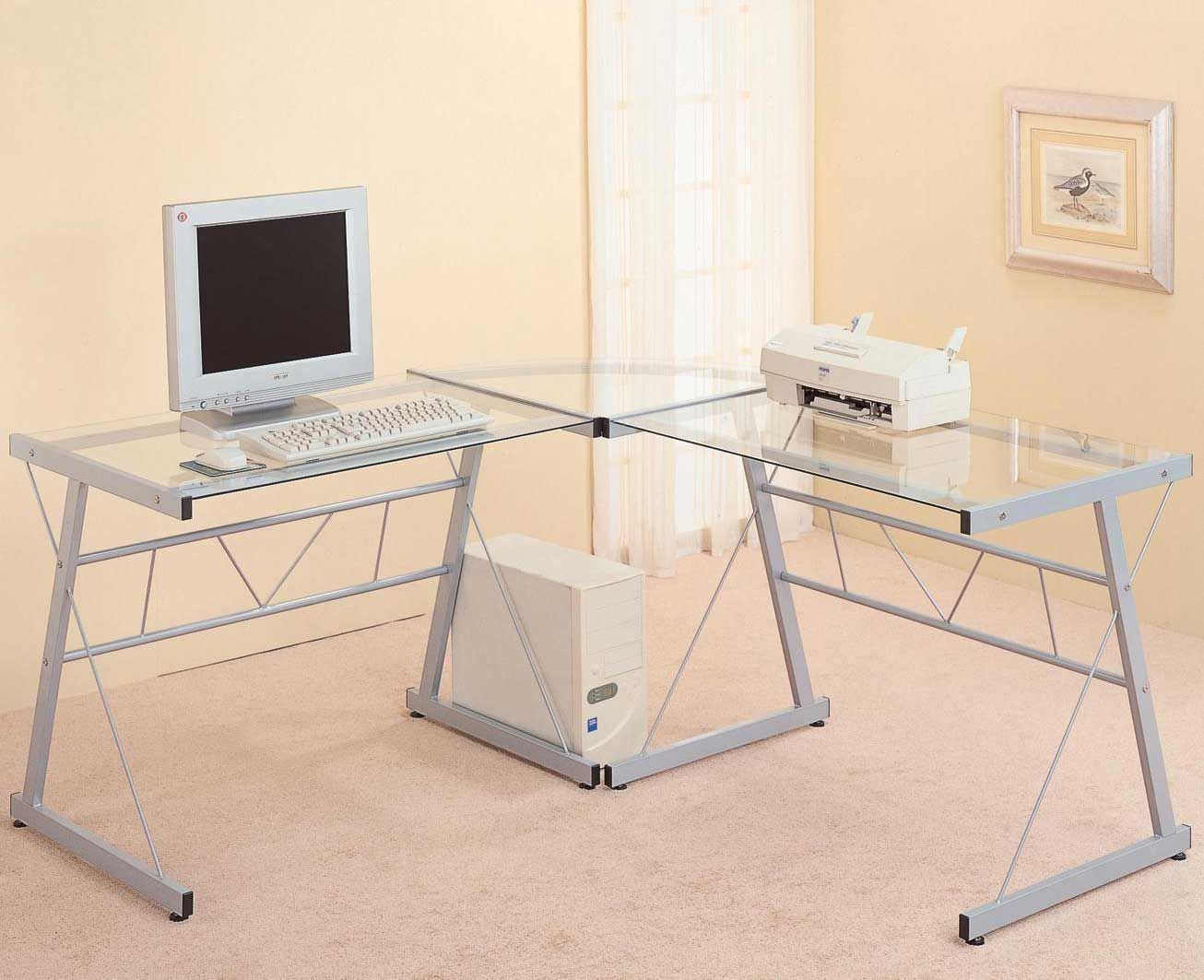 Modern Glass Desks For Flexible Work Regarding Metal And Glass Work Station Desks (View 11 of 15)