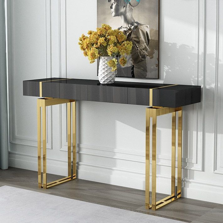Modern Luxury Black Console Table With Drawer Storage Rectangular With Rubbed White Console Tables (View 15 of 15)