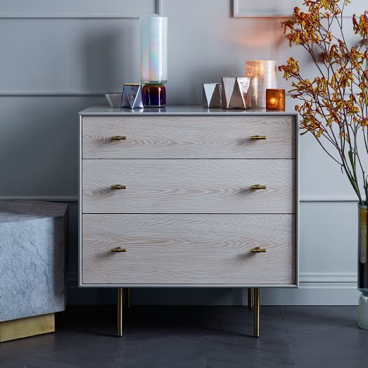 Modernist Wood & Lacquer 3 Drawer Dresser – Winter Wood | Bedroom Decor Within Matte White 3 Drawer Wood Desks (View 6 of 15)