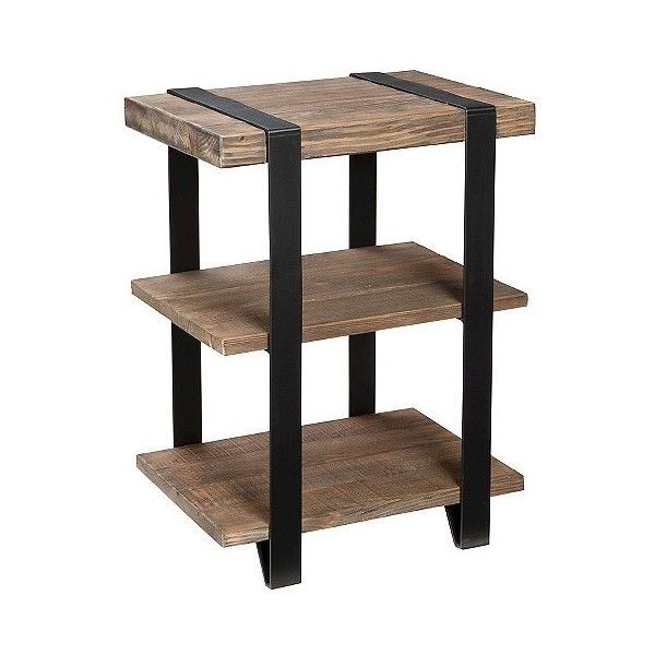 Modesto 2 Shelf Metal Strap And Reclaimed Wood End Table ($300) Liked With Regard To Metal And Chestnut Wood 2 Shelf Desks (View 6 of 15)